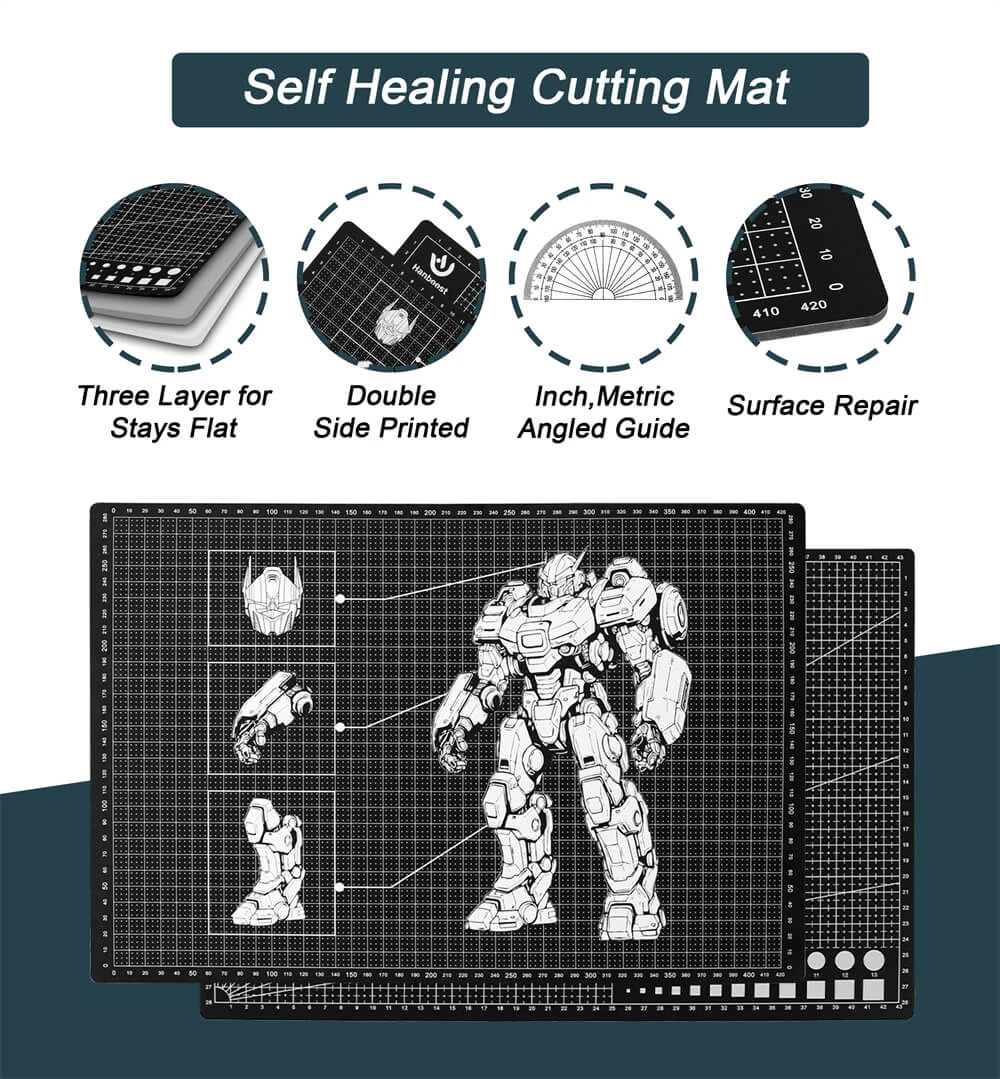 Hanboost MA01 45*30cm (17.7x11.8inch) Double-sided Craft Cutting Mat for Sewing, Crafting, Modelling, Scrapbooking