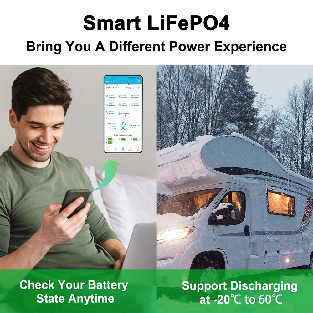 LANPWR 12V 100Ah LiFePO4 Battery Pack, 1280Wh Energy, with 4000+ Deep Cycles & Built-In 100A BMS, with Bluetooth