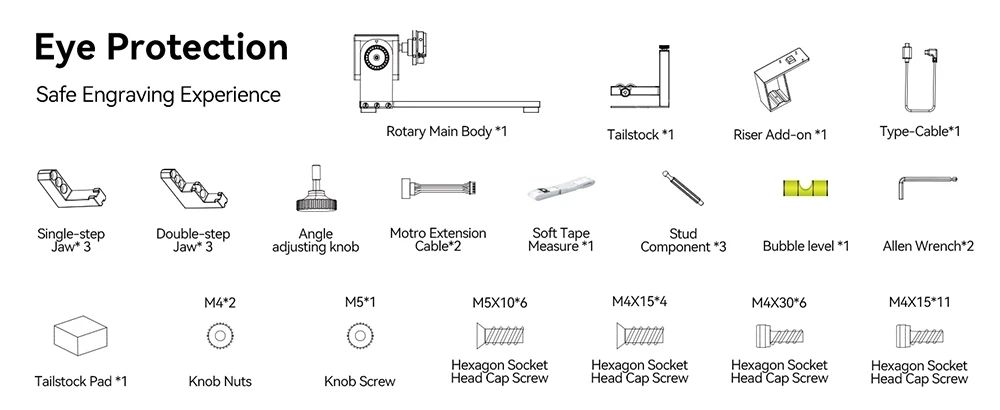 LONGER Nano Laser Rotary Chuck, with 3 Sets of Jaws, 180° Rotation Adjustment