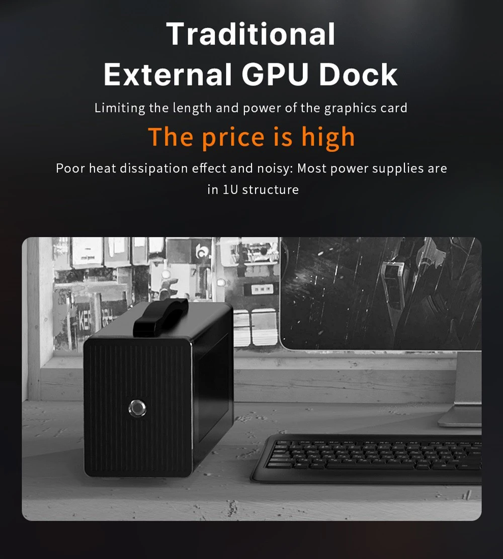 PELADN Link S-2 eGPU Dock, 1*OCulink Port, Compatible with ATX/SFX Power Supply