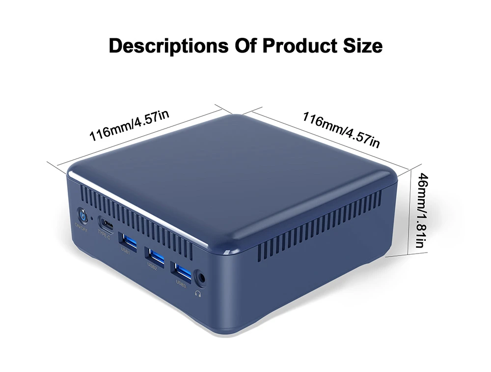 RUPA HSI-100 Mini PC, Intel N100 4 Cores Max 3.4GHz, 16GB RAM 512GB SSD, 3*HDMI 4K 60Hz Triple Screen Display, WiFi 6 Bluetooth 5.2, 3*USB 3.0, 1*Type-C, 1*RJ45, 1* 3.5mm Audio