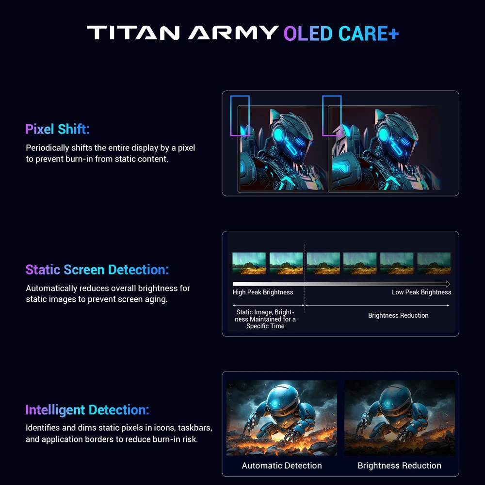 TITAN ARMY G27T8T Gaming Monitor, 26.5-inch 2560*1440 QD-OLED Screen, 360Hz Refresh Rate, 0.03ms GTG Response Time, HDR 400, Adaptive-Sync, Stereo Speakers, 13 Scenario Modes, Gaming Assistance, Low Blue Light, Aurora Ambient Lighting