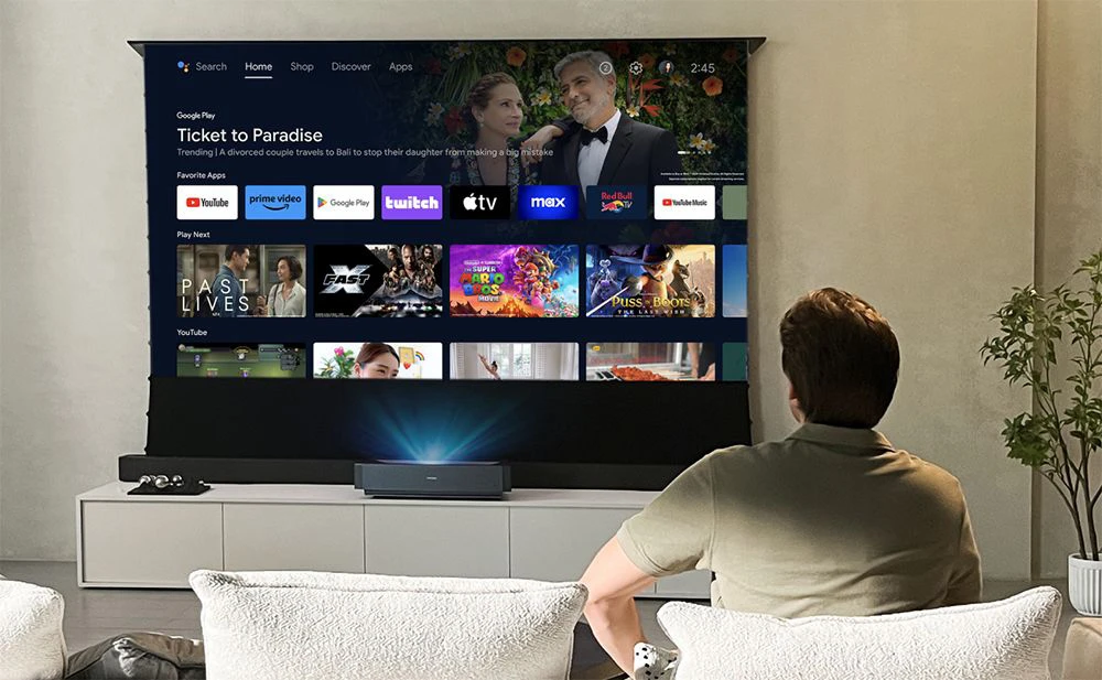 TV laser Ultimea Thor T60, 4000 ANSI, Dolby Atmos e Dolby Vision, risoluzione nativa 4K, HDR 10, contrasto 4000:1, calibrazione a 8 punti, Android TV 11 - Spina UE