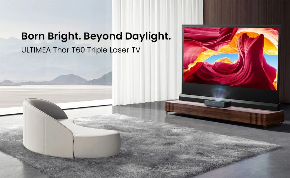TV laser Ultimea Thor T60, 4000 ANSI, Dolby Atmos e Dolby Vision, risoluzione nativa 4K, HDR 10, contrasto 4000:1, calibrazione a 8 punti, Android TV 11 - Spina UE