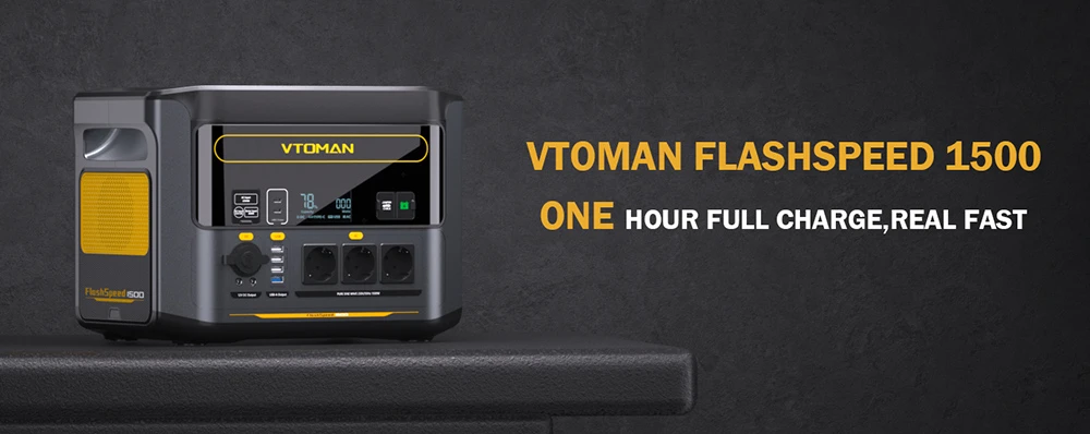 VTOMAN FlashSpeed 1500 Portable Power Station, 1548Wh LiFePO4 Battery, 1500W Output, 12V DC and 100W Type-C Ports, with 12 Ports