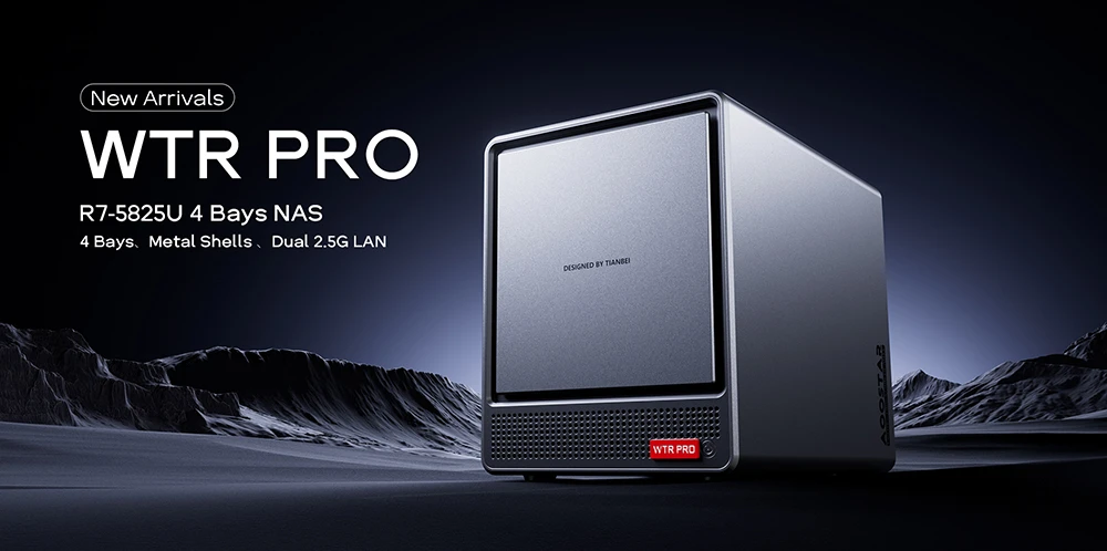 AOOSTAR WTR Pro NAS Mini PC, AMD Ryzen 7 5825U 8 Cores Max 4.5GHz, 16GB RAM 512GB SSD, HDMI+DP+Type-C Triple 4K Display, WiFi 6 Bluetooth 5.2, 2*USB3.0 2*USB2.0 2*2.5G RJ45 1*Micro SD Card Port 1*Audio Jack - EU Plug