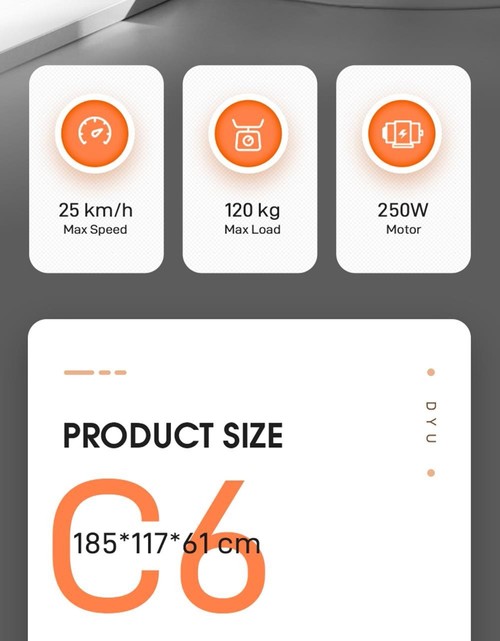 DYU C6 Elektrofahrrad 350W Motor Höchstgeschwindigkeit 25km/h 36V 12.5Ah Akku 70km Max Reichweite - Schwarz