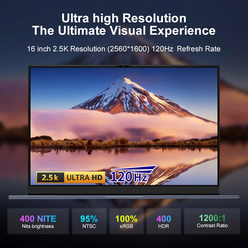 Ninkear N16 Pro Laptop, 16'' 2560*1600 IPS Screen, 120Hz Refresh Rate, Intel Core i7-13620H 10 Cores Max 4.9GHz, 32GB RAM 1TB SSD, WiFi 6 Bluetooth 5.0, 1*USB2.0. * Full-Featured Type-C 2*HDMI 3.0*RJ1, 1W Type-C Charging, Face Unlock