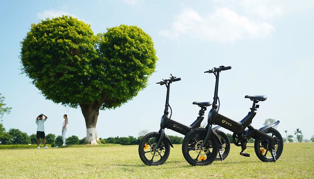 DYU A16 Electric Bike, 250W Motor, 36V 10Ah Battery, 16-inch Tire, 25km/h Max Speed, 55km Range, Dual Disc Brakes - Black