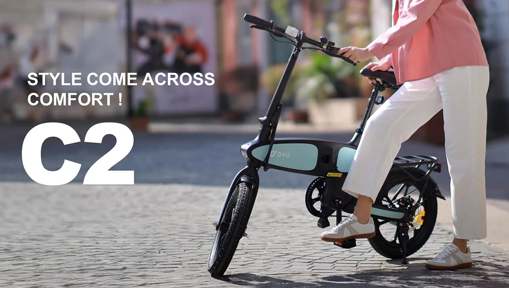 DYU C2 Electric Bike, 250W Motor, 48V 7.5Ah Battery, 16*2.5-inch Tires, 25km/h Max Speed, 40km Range, Dual Disc Brakes, LED Display