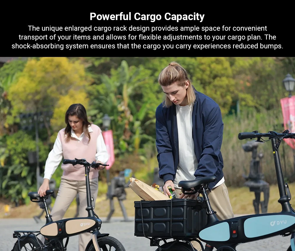 DYU C2 Electric Bike, 250W Motor, 48V 7.5Ah Battery, 16*2.5-inch Tires, 25km/h Max Speed, 40km Range, Dual Disc Brakes, LED Display
