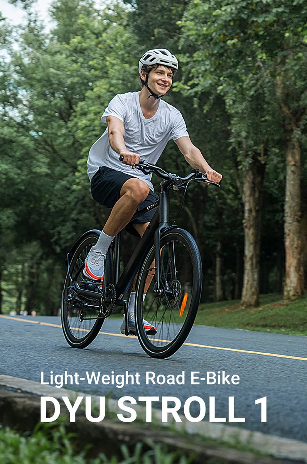 DYU Stroll 1 Electric Bike, 250W Motor, 36V 9Ah Battery, 700*38C CST Tire, 25km/h Max Speed, 100km Range, Dual Hydraulic Disc Brake, Shimano 7-speed, LED Display - Black
