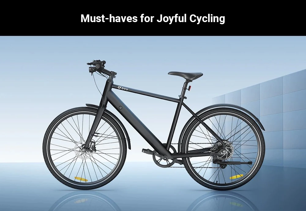 DYU Stroll 1 Electric Bike, 250W Motor, 36V 9Ah Battery, 700*38C CST Tire, 25km/h Max Speed, 100km Range, Dual Hydraulic Disc Brake, Shimano 7-speed, LED Display - Black