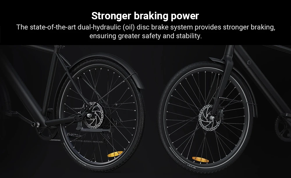 DYU Stroll 1 Electric Bike, 250W Motor, 36V 9Ah Battery, 700*38C CST Tire, 25km/h Max Speed, 100km Range, Dual Hydraulic Disc Brake, Shimano 7-speed, LED Display - Black