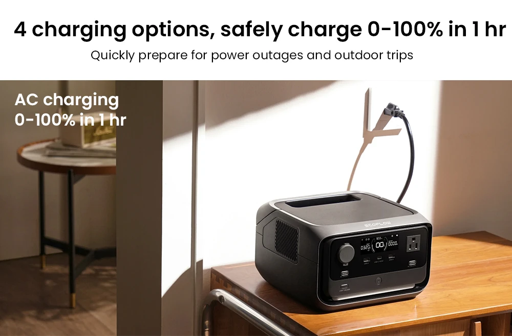EcoFlow RIVER 3 Plus Portable Power Station, 286Wh LiFePO4 Battery, 600W Up to 1200W AC Output, 7 Outlets, <10ms UPS & <30dB Noise, Expandable to 858Wh, App Control, 1h Fast Charging Solar Generator for Outdoor Camping/RV/Home Use