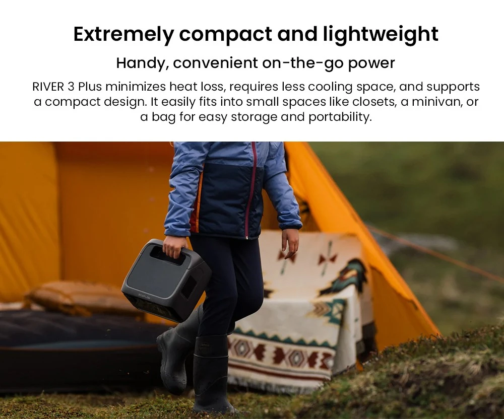 EcoFlow RIVER 3 Plus Portable Power Station, 286Wh LiFePO4 Battery, 600W Up to 1200W AC Output, 7 Outlets, <10ms UPS & <30dB Noise, Expandable to 858Wh, App Control, 1h Fast Charging Solar Generator for Outdoor Camping/RV/Home Use
