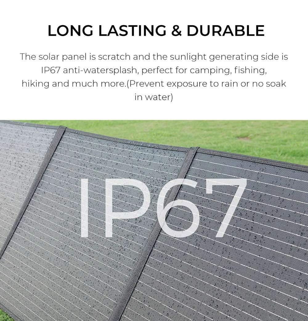 FOSSiBOT SP200 200W Foldable Solar Panel, 23.4% High Cell Efficiency, ETFE Coating, Adjustable Kickstands for Home, RV, Camping, Blackout - Green