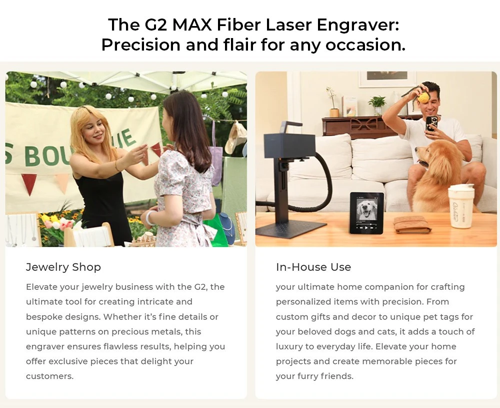 Machine de marquage laser Gweike Cloud G2 MAX 50 W, vitesse de 15 000 mm/s, précision de 0,001 mm, 150 mm x 150 mm, gravure de 5 mm de profondeur, plus de 90 couleurs, GWEIKE Glaser/LightBurn, compatible avec les rouleaux rotatifs