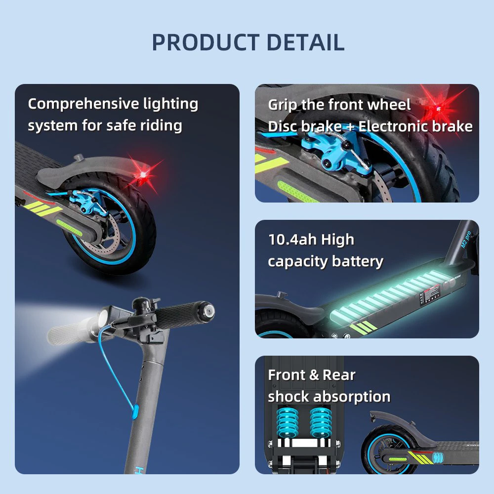 HONEYWHALE M2 Pro Electric Scooter, 500W Motor, 36V 10.4Ah Battery, 8.5-inch Tire, 32km/h Max Speed, 30km Range, E-ABS Brake & Disc Brake, Front & Rear Shock Absorption