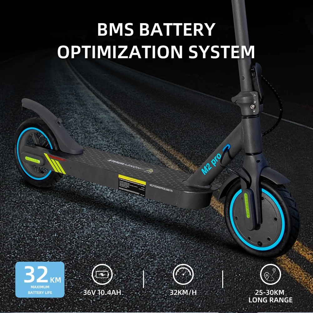 HONEYWHALE M2 Pro Electric Scooter, 500W Motor, 36V 10.4Ah Battery, 8.5-inch Tire, 32km/h Max Speed, 30km Range, E-ABS Brake & Disc Brake, Front & Rear Shock Absorption