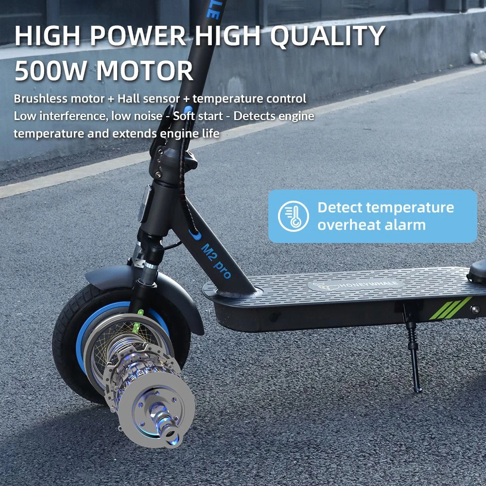 HONEYWHALE M2 Pro Electric Scooter, 500W Motor, 36V 10.4Ah Battery, 8.5-inch Tire, 32km/h Max Speed, 30km Range, E-ABS Brake & Disc Brake, Front & Rear Shock Absorption
