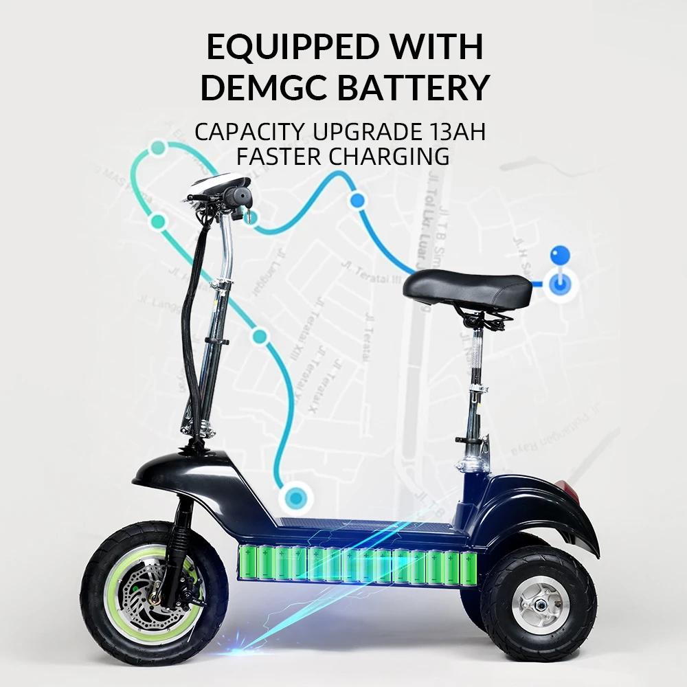 HONEYWHALE ST-03 Three-wheeled Electric Scooter, 900W Motor, 54.6V 13Ah Battery, 12-inch & 10-inch Tire, 30km/h Max Speed, 38km Range, Disc Brake