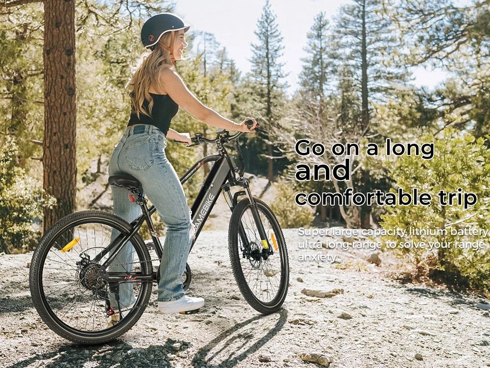 SAMEBIKE RS-A01 Men Electric Bike, 500W Motor, 36V 15Ah Battery, 26 inch Tire, 35km/h Max Speed, 80km Range, Mechanical Disc Brakes, Dual Suspension System, Shimano 7-speed, LCD Display - Blue