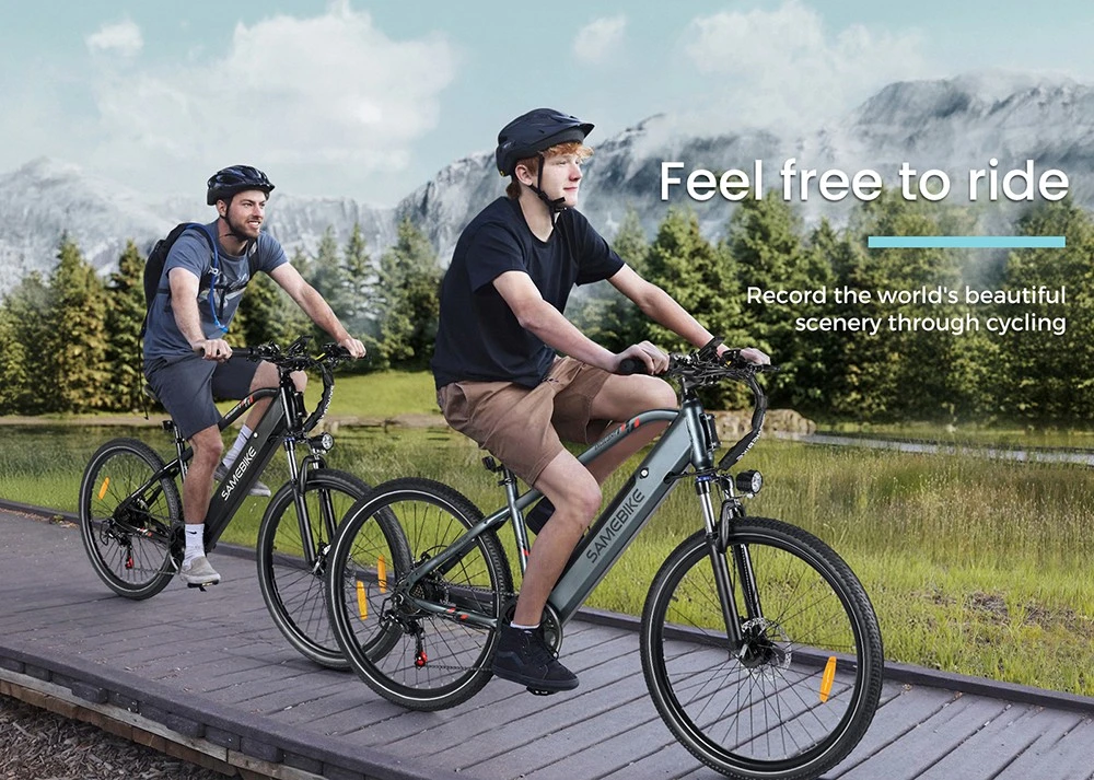 SAMEBIKE RS-A01 Men Electric Bike, 500W Motor, 36V 15Ah Battery, 26 inch Tire, 35km/h Max Speed, 80km Range, Mechanical Disc Brakes, Dual Suspension System, Shimano 7-speed, LCD Display - Blue