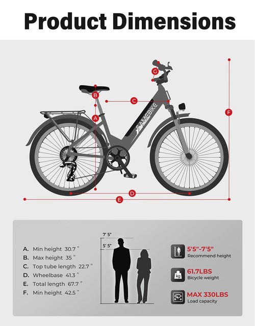 SAMEBIKE RS-A01 Pro-T Electric Bike, 500W Motor, 36V 15Ah Battery, 27.5'*2.1 inch Tire, 32km/h Max Speed, 90km Range, Mechanical Disc Brakes, Adjustable Front Fork, Shimano 7-speed, LCD Display - Black