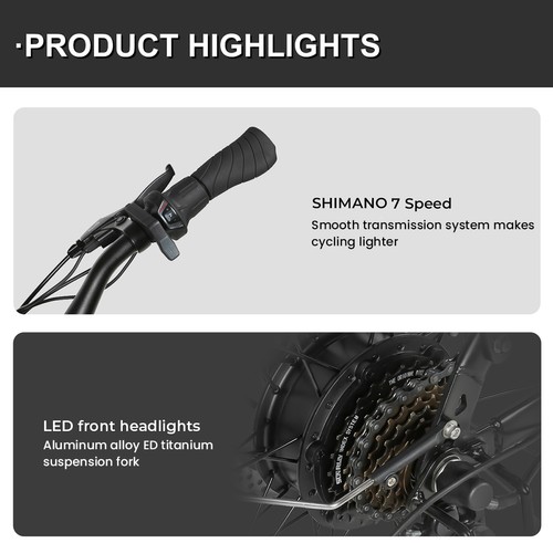 SAMEBIKE RS-A01 Pro-T Electric Bike, 500W Motor, 36V 15Ah Battery, 27.5'*2.1 inch Tire, 32km/h Max Speed, 90km Range, Mechanical Disc Brakes, Adjustable Front Fork, Shimano 7-speed, LCD Display - Black