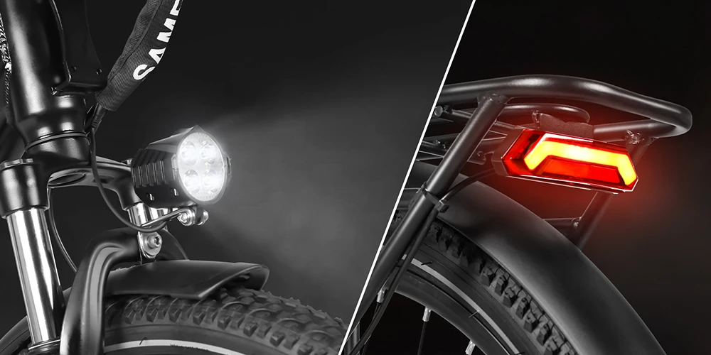 SAMEBIKE RS-A01 Pro-T Electric Bike, 500W Motor, 36V 15Ah Battery, 27.5'*2.1 inch Tire, 32km/h Max Speed, 90km Range, Mechanical Disc Brakes, Adjustable Front Fork, Shimano 7-speed, LCD Display - White