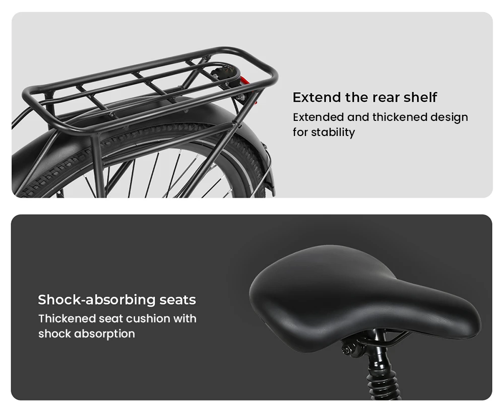 SAMEBIKE RS-A01 Pro-T Electric Bike, 500W Motor, 36V 15Ah Battery, 27.5'*2.1 inch Tire, 32km/h Max Speed, 90km Range, Mechanical Disc Brakes, Adjustable Front Fork, Shimano 7-speed, LCD Display - White