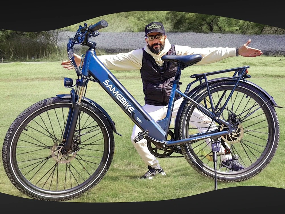 SAMEBIKE RS-A01 Pro-T Electric Bike, 500W Motor, 36V 15Ah Battery, 27.5'*2.1 inch Tire, 32km/h Max Speed, 90km Range, Mechanical Disc Brakes, Adjustable Front Fork, Shimano 7-speed, LCD Display - White