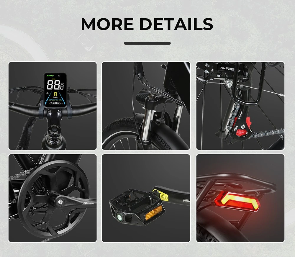 SAMEBIKE RS-A01 Pro-T Electric Bike, 500W Motor, 36V 15Ah Battery, 27.5'*2.1 inch Tire, 32km/h Max Speed, 90km Range, Mechanical Disc Brakes, Adjustable Front Fork, Shimano 7-speed, LCD Display - White