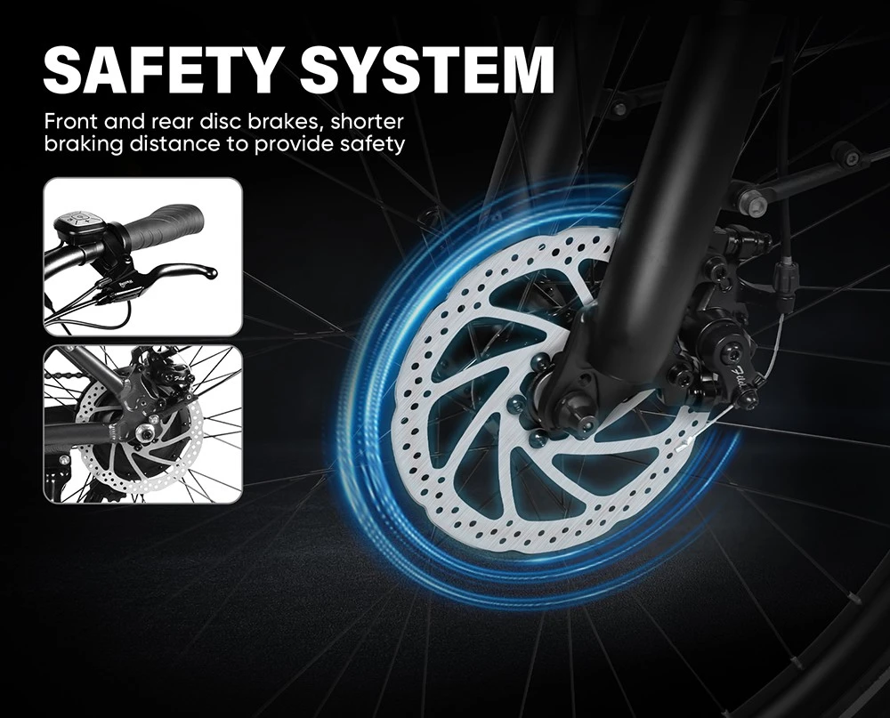 SAMEBIKE RS-A01 Pro-T Electric Bike, 500W Motor, 36V 15Ah Battery, 27.5'*2.1 inch Tire, 32km/h Max Speed, 90km Range, Mechanical Disc Brakes, Adjustable Front Fork, Shimano 7-speed, LCD Display - White