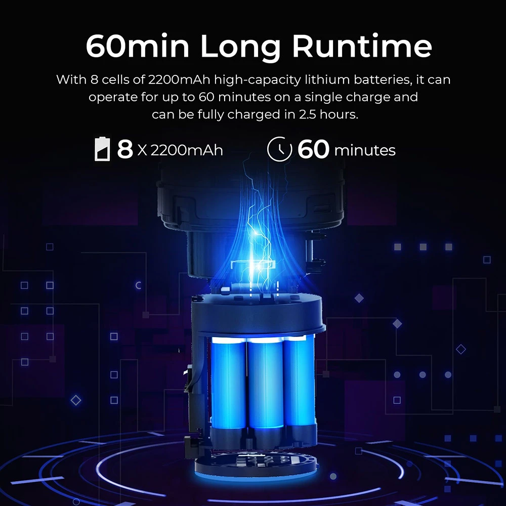 JIGOO C500 Cordless Vacuum Cleaner, 33KPa Suction, 500W Motor, Smart Dust Sensor, 1.2L Dust Cup, Up to 60 Mins Runtime, 2200mAh Removable Battery, LED Touch Screen, Rotatable Metal Tube