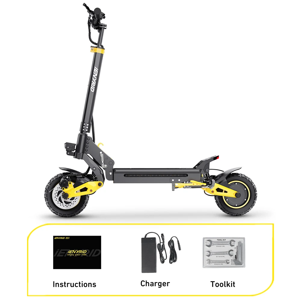 iENYRID ES1 Scuter electric, 250W*2 Motor, 48V 20.8Ah Baterie, 10 inch Anvelope Off-road, 25km/h Max Speed, 60km, Dual Disc Brakes, Suspensie hidraulică frontală și spate, Control de croazieră