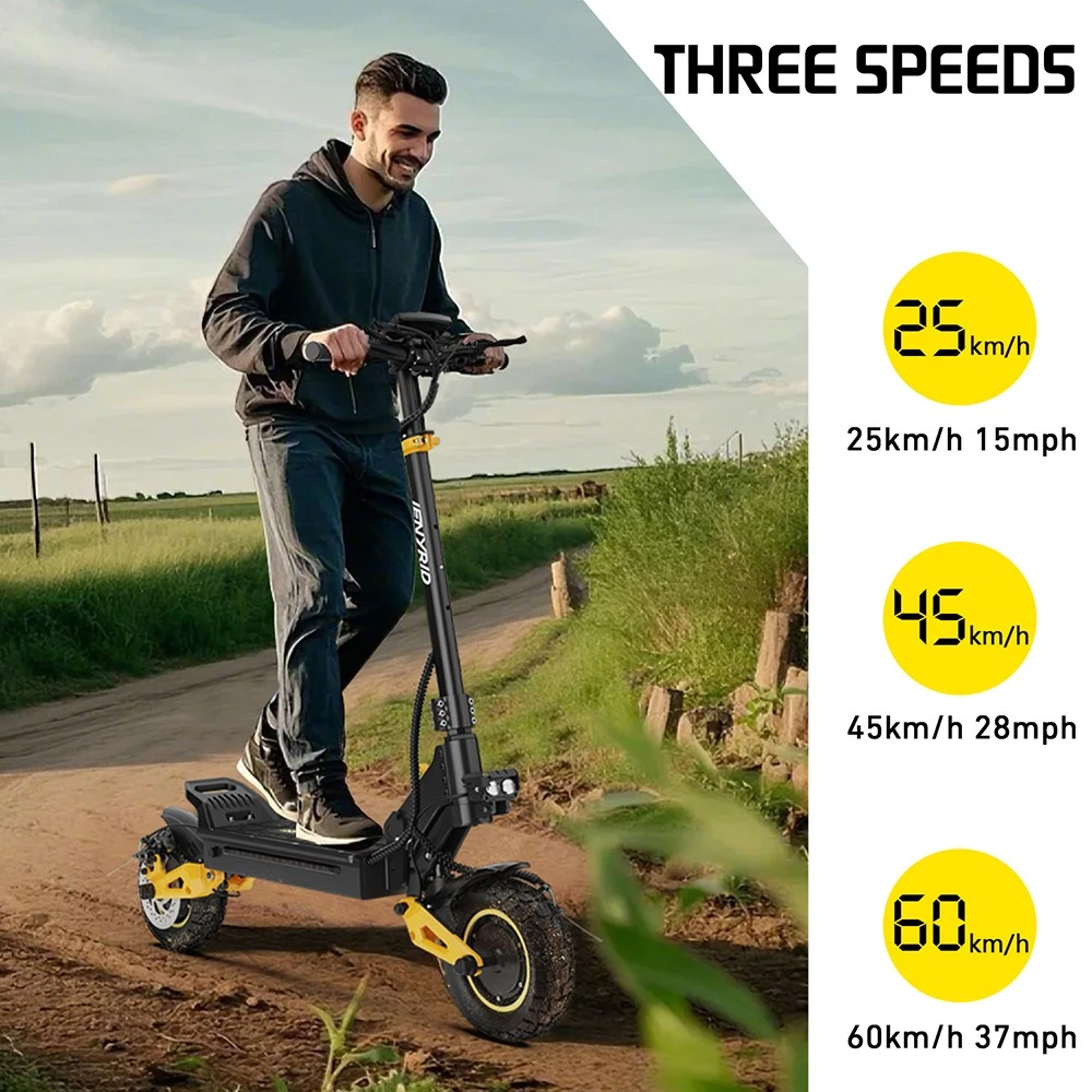 iENYRID ES1 Scuter electric, 250W*2 Motor, 48V 20.8Ah Baterie, 10 inch Anvelope Off-road, 25km/h Max Speed, 60km, Dual Disc Brakes, Suspensie hidraulică frontală și spate, Control de croazieră