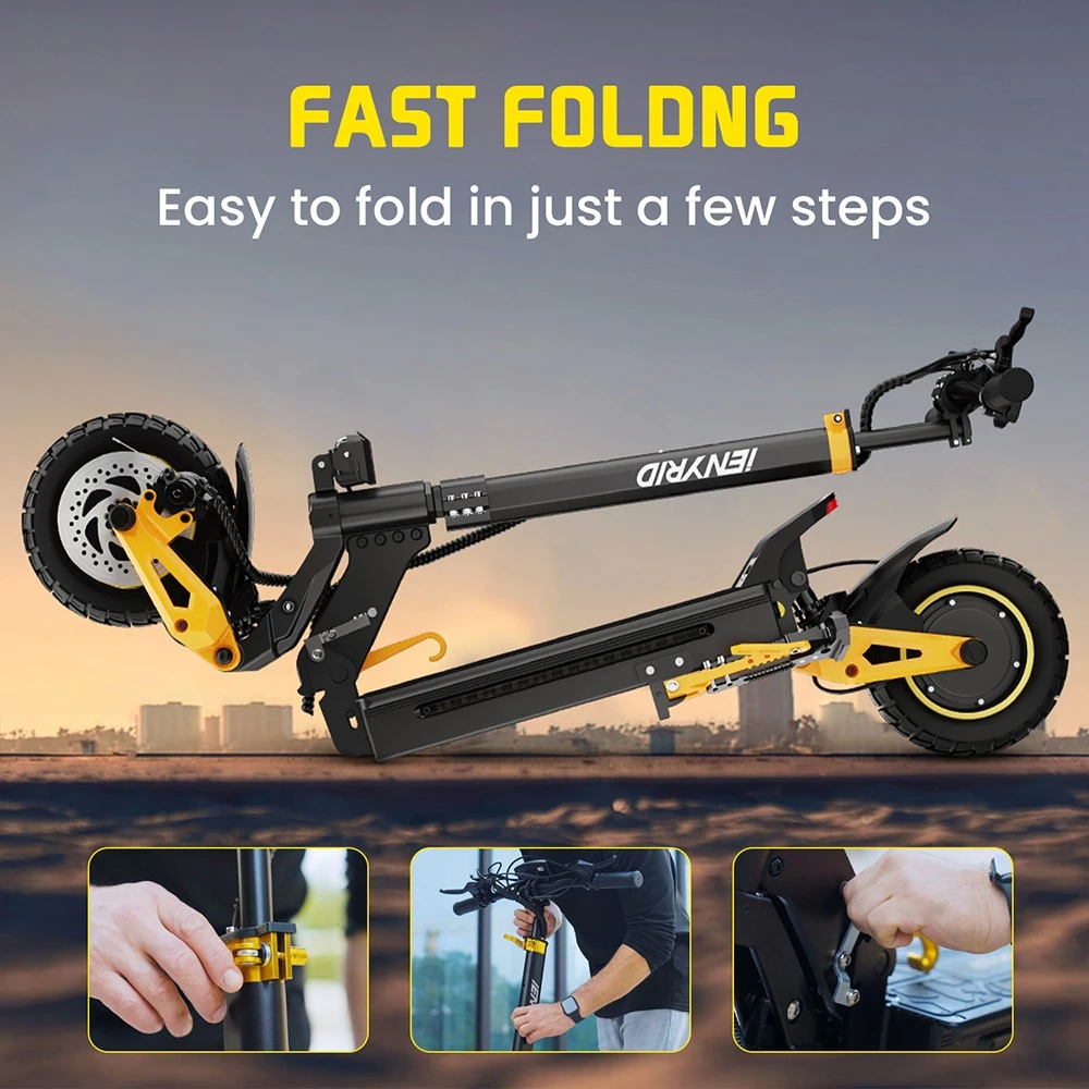 iENYRID ES1 Scuter electric, 250W*2 Motor, 48V 20.8Ah Baterie, 10 inch Anvelope Off-road, 25km/h Max Speed, 60km, Dual Disc Brakes, Suspensie hidraulică frontală și spate, Control de croazieră
