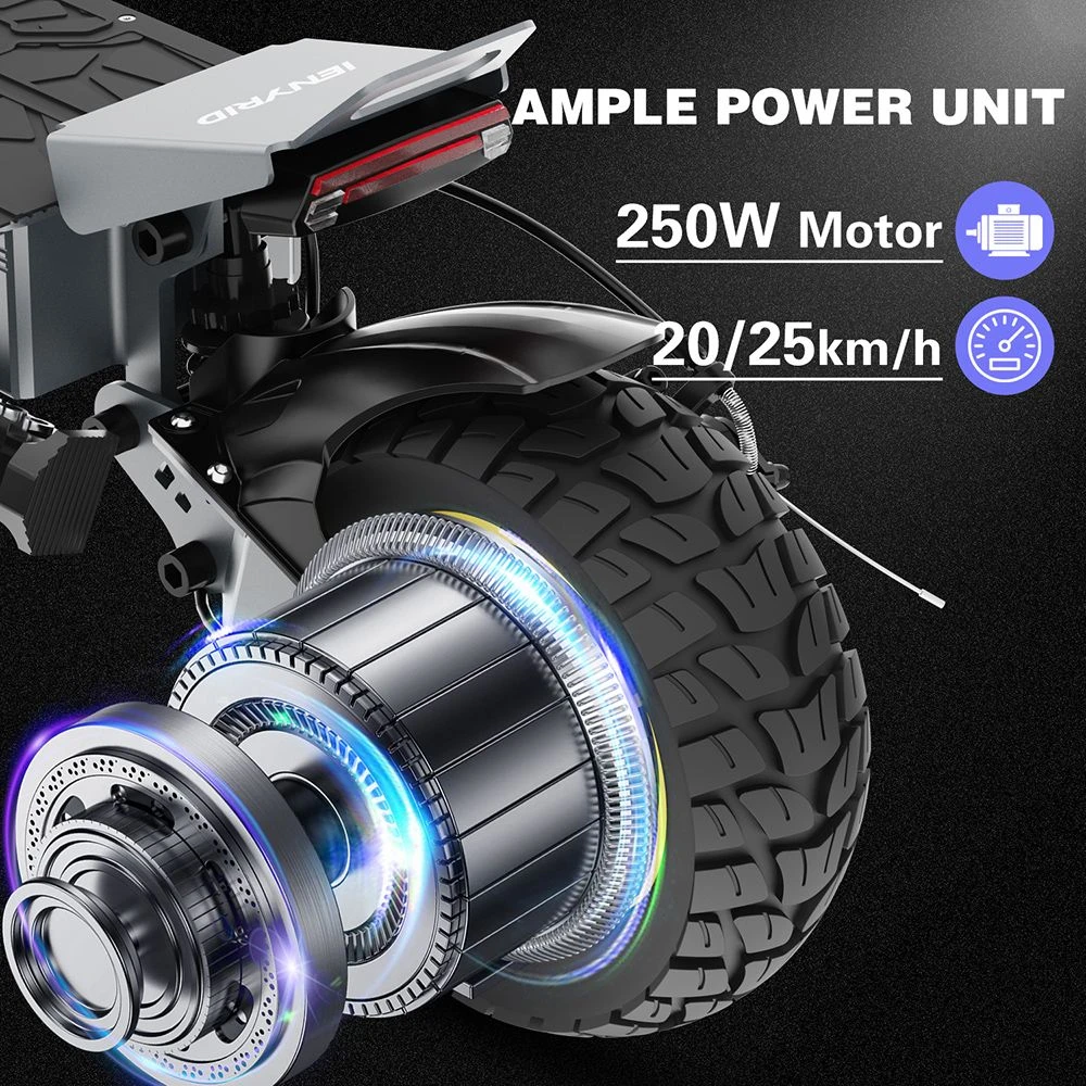 iENYRID S1 Scooter electric, 250W Motor, 48V 15Ah Baterie, 10 inch anvelope off-road, 25km/h Viteză maximă, 40km, Dual Disc Frâne, Suspensie hidraulică frontală și spate, Afișaj LCD