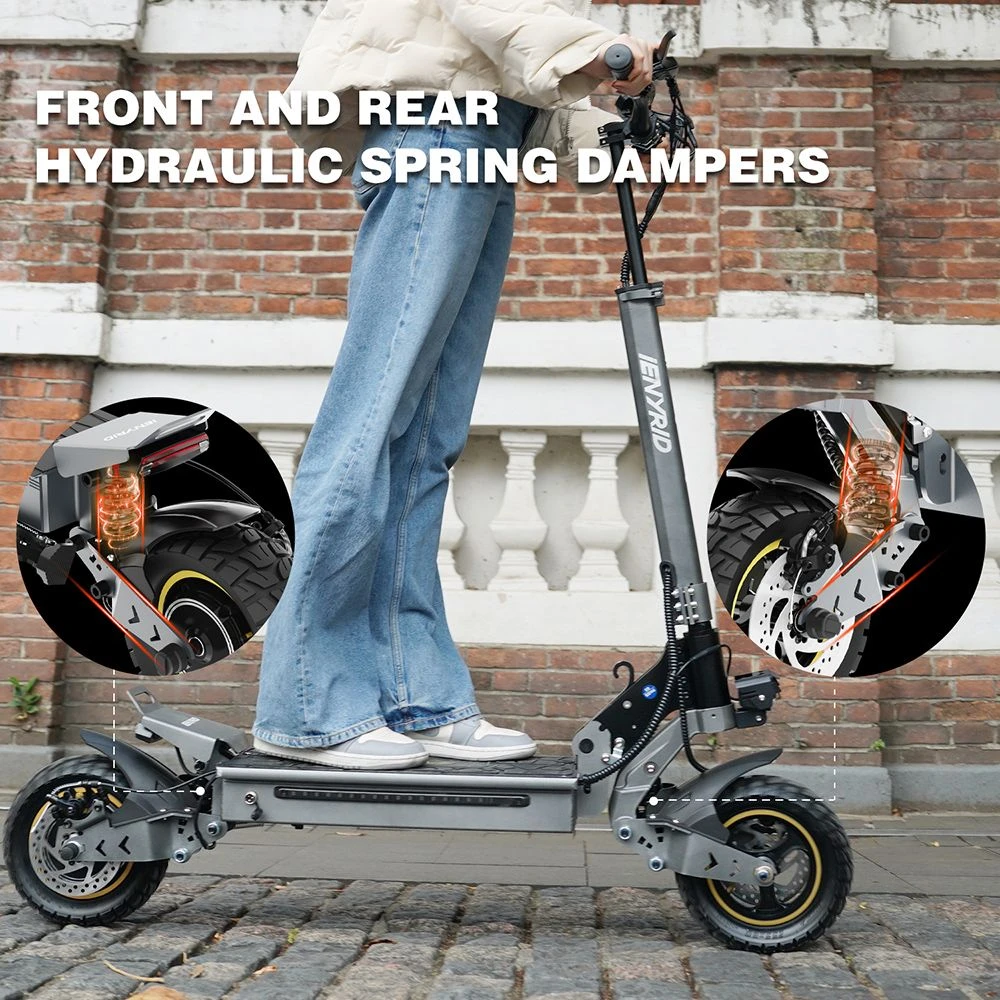 iENYRID S1 Scooter electric, 250W Motor, 48V 15Ah Baterie, 10 inch anvelope off-road, 25km/h Viteză maximă, 40km, Dual Disc Frâne, Suspensie hidraulică frontală și spate, Afișaj LCD