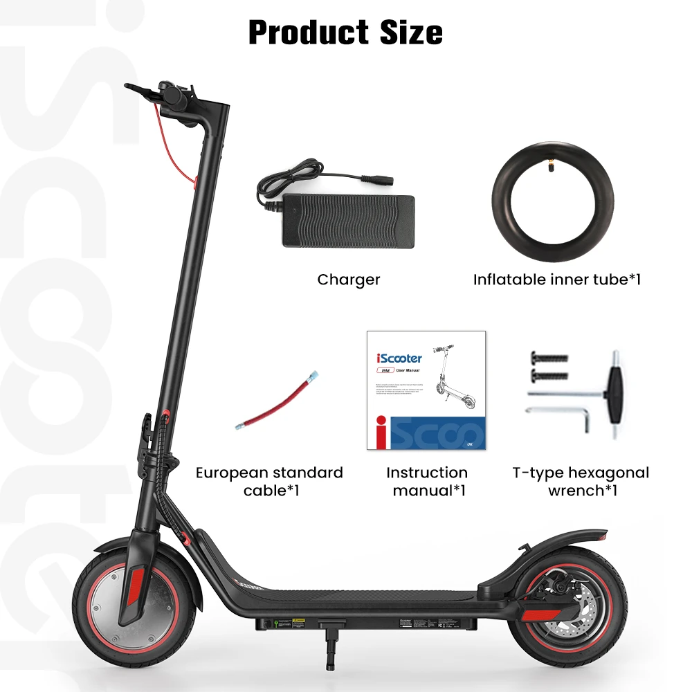 iScooter i9M Electric Scooter, 500W Motor, 42V 7.5AH Battery, 10 inch Pneumatic Tires, 35km/h Max Speed, 30km Range, Front Electronic Brake & Rear Disc Brake, App Control, LCD Display