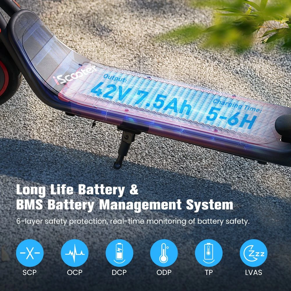 iScooter i9M Electric Scooter, 500W Motor, 42V 7.5AH Battery, 10 inch Pneumatic Tires, 35km/h Max Speed, 30km Range, Front Electronic Brake & Rear Disc Brake, App Control, LCD Display