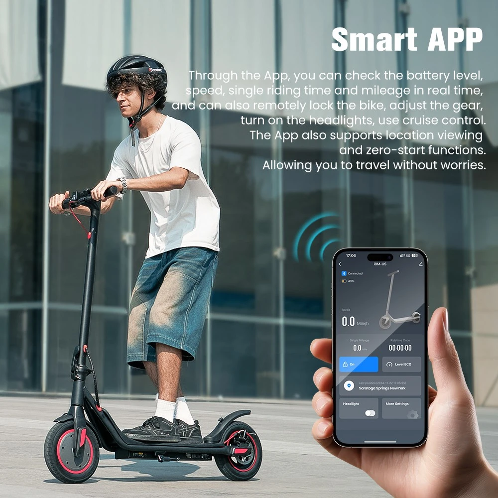 iScooter i9M Electric Scooter, 500W Motor, 42V 7.5AH Battery, 10 inch Pneumatic Tires, 35km/h Max Speed, 30km Range, Front Electronic Brake & Rear Disc Brake, App Control, LCD Display