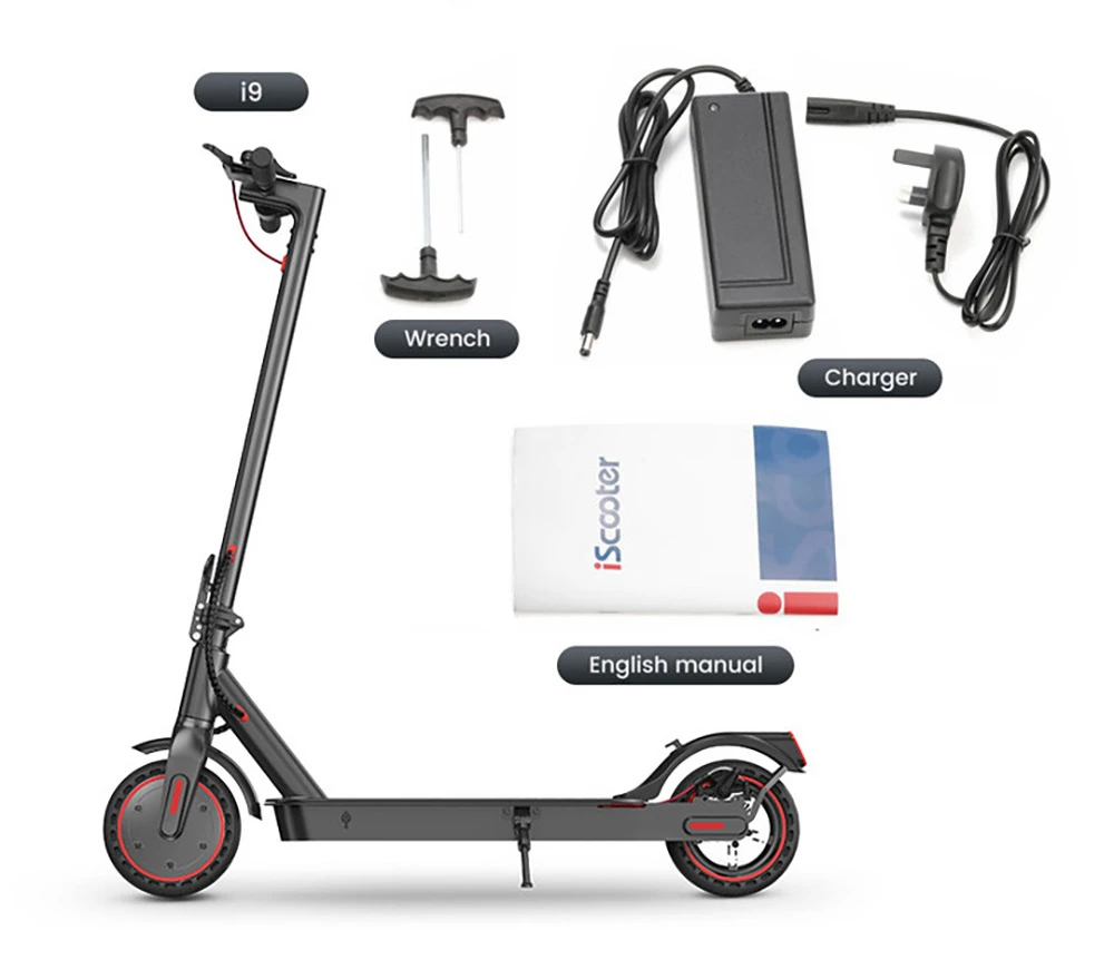 iScooter i9 Folding Electric Scooter 8.5 Inch Honeycomb Tire 350W Motor 7.5Ah Battery 30km/h Max Speed APP IP54 Waterproof - Black