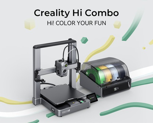Creality Hi Combo, CFS Multi-material System, 500mm/s Fast Print, Monitoring Camera with Privacy Cap, Up to 16 Colors, Auto Calibration, Auto Bed Leveling, X-axis Tilt Reduction, All-Metal Body, 260*260*300mm