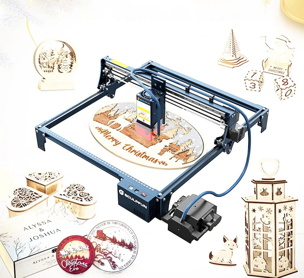 SCULPFUN S30 Pro 10W Laser Engraver Cutter, Automatic Air-assist, 0.06x0.08mm Laser Focus, 32-bit Motherboard, Replaceable Lens, 410x400mm, Expandable 935x905mm