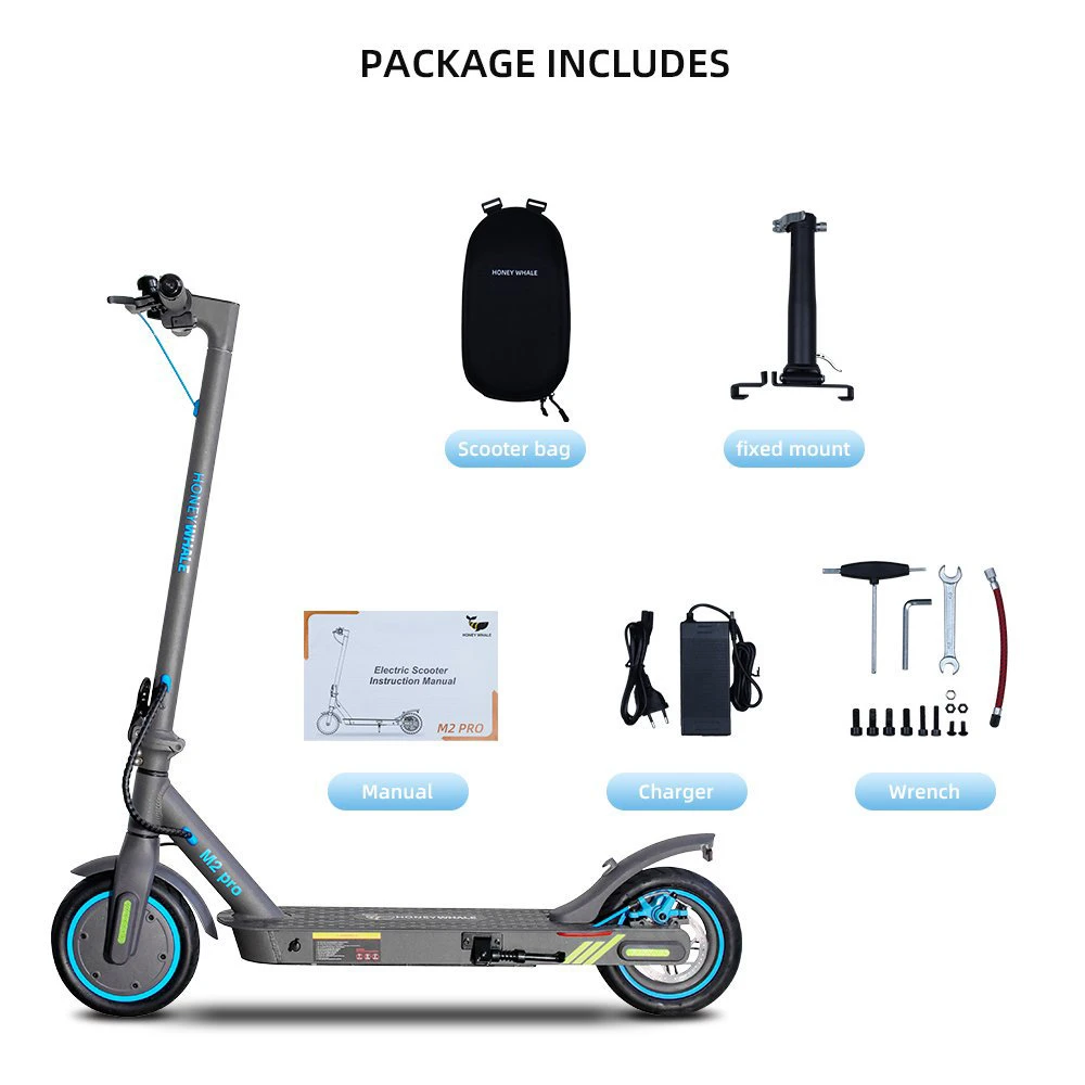 HONEYWHALE M2 Pro Electric Scooter, 500W Motor, 36V 10.4Ah Battery, 8.5-inch Tire, 32km/h Max Speed, 30km Range, E-ABS Brake & Disc Brake, Front & Rear Shock Absorption
