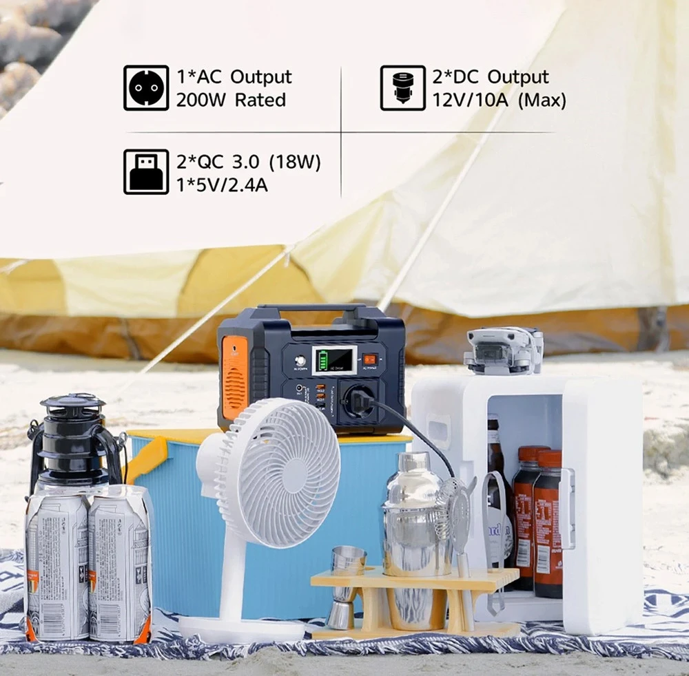 FlashFish E200 Stazione di alimentazione portatile da 200 W, batteria al litio da 151 Wh, 1 uscita a onda sinusoidale pura AC220 V per camper, furgone e campeggio