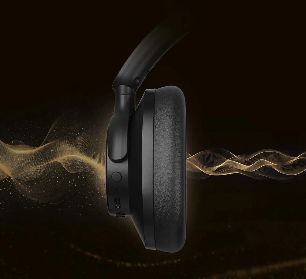 Căști ANC hibride Tronsmart SOUNFII Q20S, Bluetooth 5.3, anulare activă hibridă a zgomotului, timp de redare 60 de ore, audio de înaltă rezoluție, căști rotative la 90°, pereche cu 2 dispozitive, control aplicație Tronsmart - negru